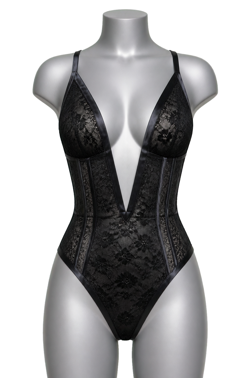 Black Plunge Lace Bodysuit