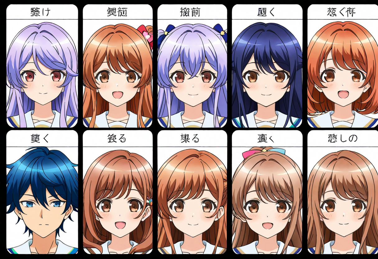 Different AI anime girlfriend character options